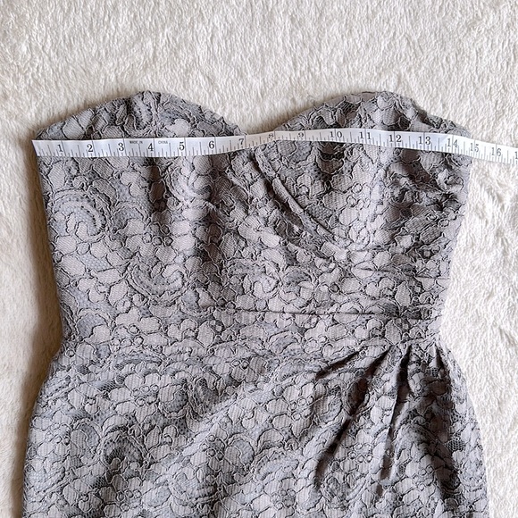 DAVID’S BRIDAL Grey Formal Strapless Dress - Picture 4 of 8